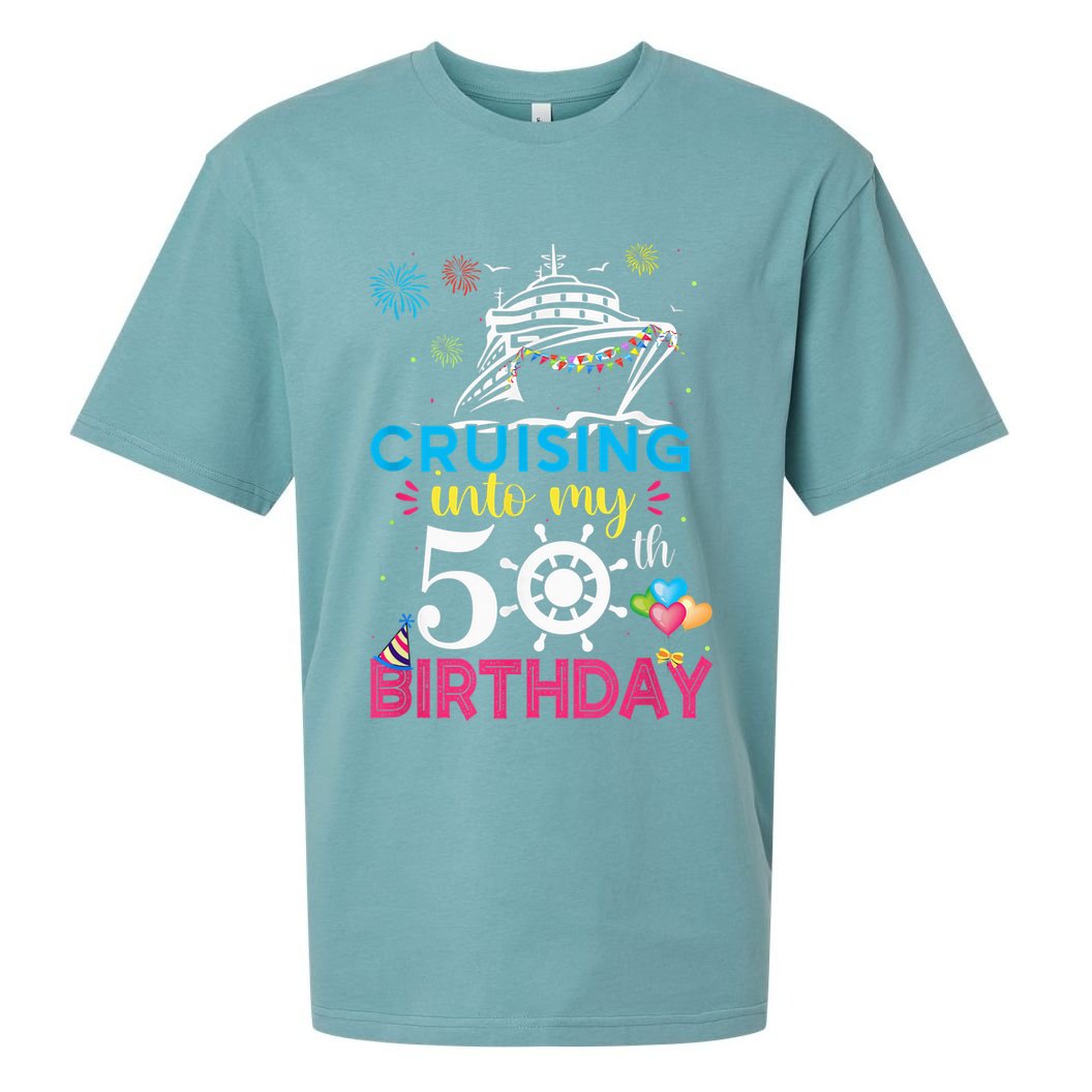Cruising Into My 50th Birthday Cruise Party Cruise Crew Sueded Cloud Jersey T-Shirt