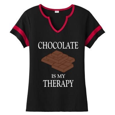 Chocolate Is My Therapy Sweets Chocolatier Gift Ladies Halftime Notch Neck Tee