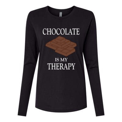 Chocolate Is My Therapy Sweets Chocolatier Gift Womens Cotton Relaxed Long Sleeve T-Shirt