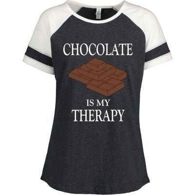 Chocolate Is My Therapy Sweets Chocolatier Gift Enza Ladies Jersey Colorblock Tee