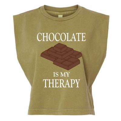 Chocolate Is My Therapy Sweets Chocolatier Gift Garment-Dyed Women's Muscle Tee