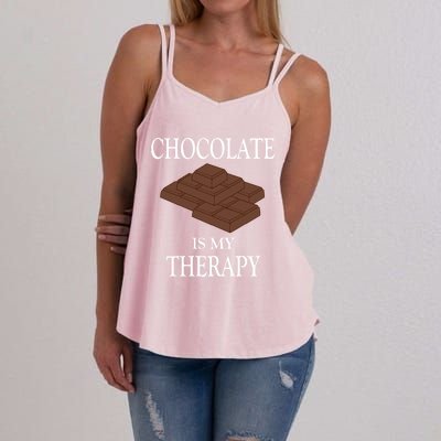 Chocolate Is My Therapy Sweets Chocolatier Gift Women's Strappy Tank