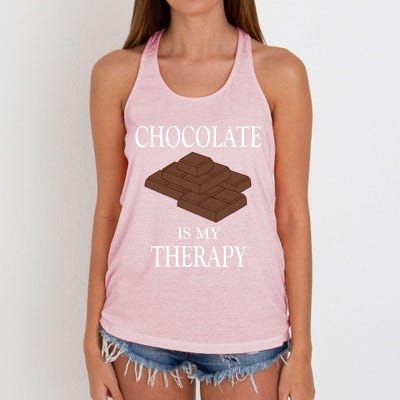 Chocolate Is My Therapy Sweets Chocolatier Gift Women's Knotted Racerback Tank