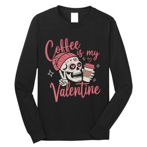 Coffee Is My Valentine Skeleton Couple Lover Long Sleeve Shirt