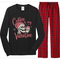 Coffee Is My Valentine Skeleton Couple Lover Long Sleeve Pajama Set