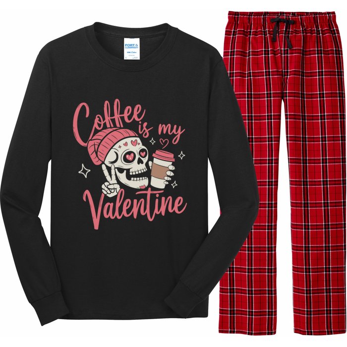 Coffee Is My Valentine Skeleton Couple Lover Long Sleeve Pajama Set