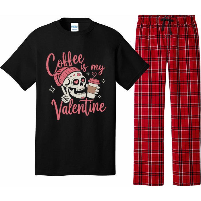 Coffee Is My Valentine Skeleton Couple Lover Pajama Set