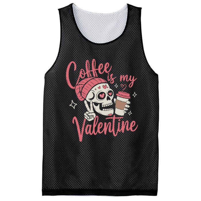 Coffee Is My Valentine Skeleton Couple Lover Mesh Reversible Basketball Jersey Tank