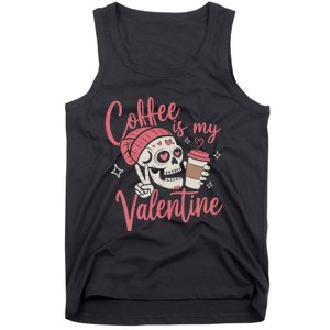 Coffee Is My Valentine Skeleton Couple Lover Tank Top