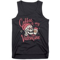 Coffee Is My Valentine Skeleton Couple Lover Tank Top