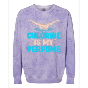 Chlorine Is My Perfume Swimming Swimmer Watersport Swim Pool Colorblast Crewneck Sweatshirt