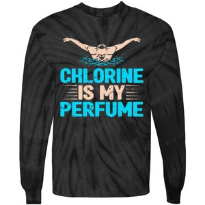 Chlorine Is My Perfume Swimming Swimmer Watersport Swim Pool Tie-Dye Long Sleeve Shirt