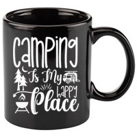 Camping Is My Happy Place Funny Camping 11oz C Handle Ceramic Mug