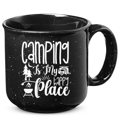 Camping Is My Happy Place Funny Camping 15oz Campfire Ceramic Mug