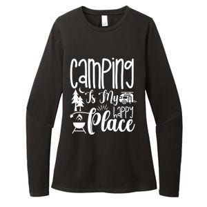 Camping Is My Happy Place Funny Camping Womens CVC Long Sleeve Shirt