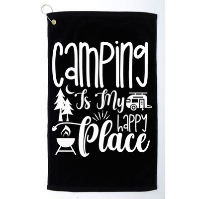 Camping Is My Happy Place Funny Camping Golf Towel