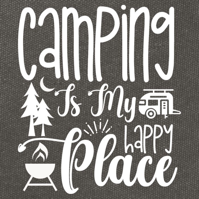 Camping Is My Happy Place Funny Camping Cotton Canvas Backpack