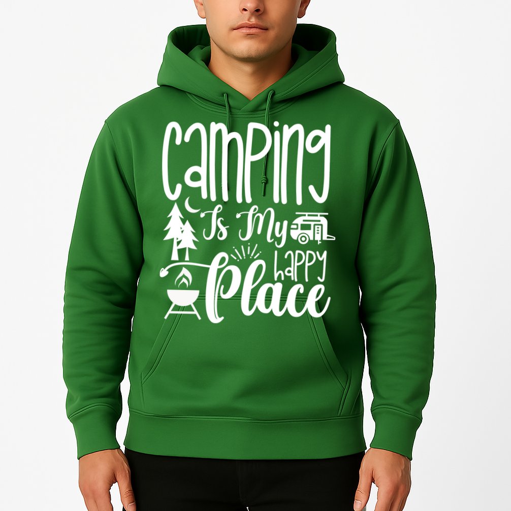 Camping Is My Happy Place Funny Camping Hoodie