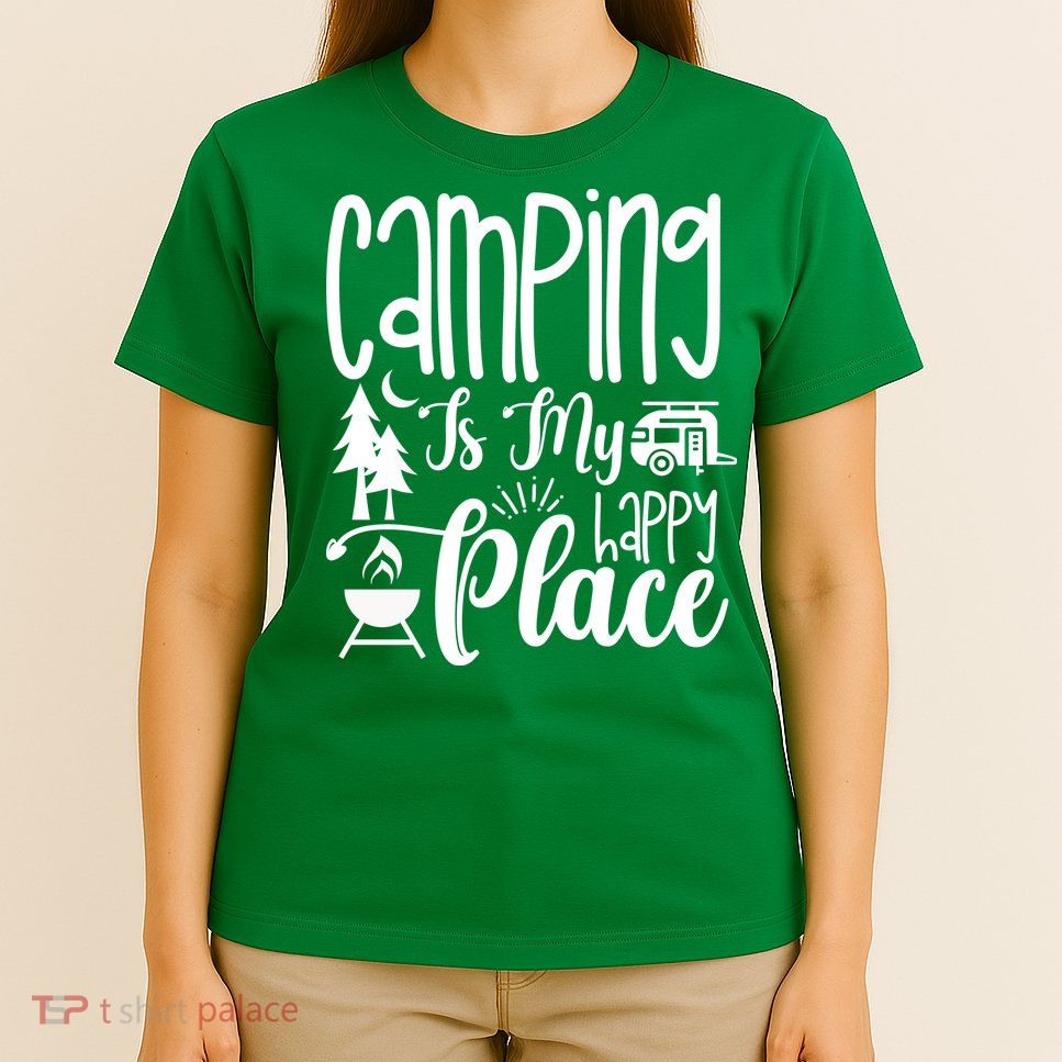 Camping Is My Happy Place Funny Camping T-Shirt