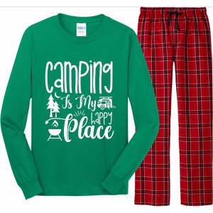 Camping Is My Happy Place Funny Camping Long Sleeve Pajama Set