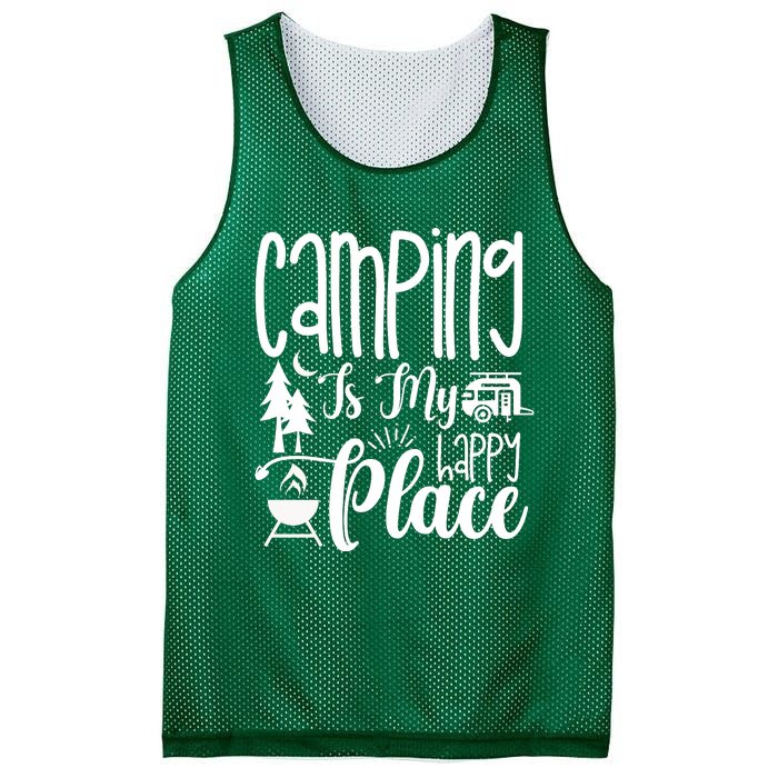 Camping Is My Happy Place Funny Camping Mesh Reversible Basketball Jersey Tank