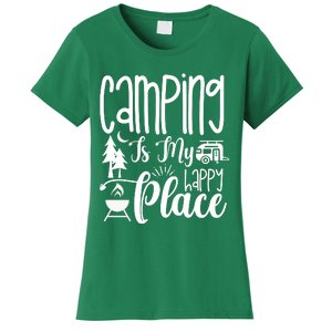 Camping Is My Happy Place Funny Camping Women's T-Shirt