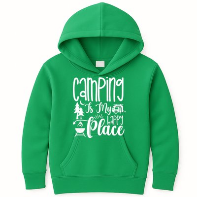 Camping Is My Happy Place Funny Camping Kids Hoodie