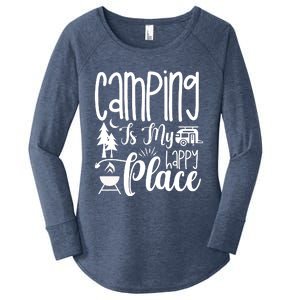 Camping Is My Happy Place Funny Camping Women's Perfect Tri Tunic Long Sleeve Shirt