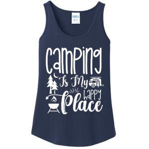 Camping Is My Happy Place Funny Camping Ladies Essential Tank