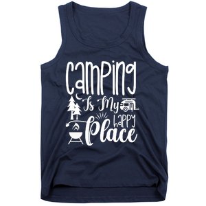 Camping Is My Happy Place Funny Camping Tank Top