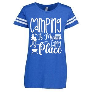 Camping Is My Happy Place Funny Camping Enza Ladies Jersey Football T-Shirt