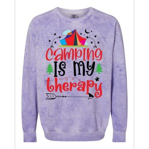 Camping Is My Therapy Funny Camping Colorblast Crewneck Sweatshirt