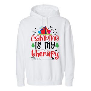 Camping Is My Therapy Funny Camping Garment-Dyed Fleece Hoodie