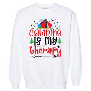 Camping Is My Therapy Funny Camping Garment-Dyed Sweatshirt