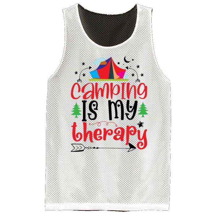 Camping Is My Therapy Funny Camping Mesh Reversible Basketball Jersey Tank