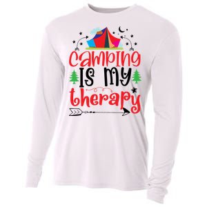 Camping Is My Therapy Funny Camping Cooling Performance Long Sleeve Crew