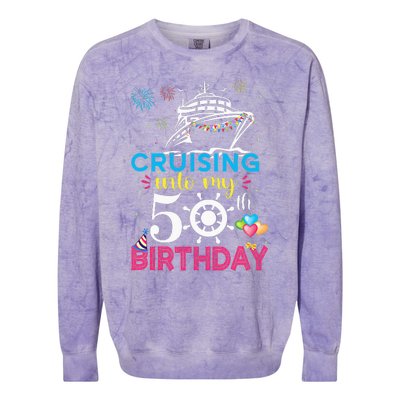 Cruising Into My 50th Birthday Cruise Party Cruise Crew Colorblast Crewneck Sweatshirt