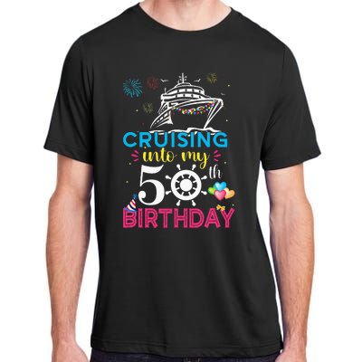 Cruising Into My 50th Birthday Cruise Party Cruise Crew Adult ChromaSoft Performance T-Shirt