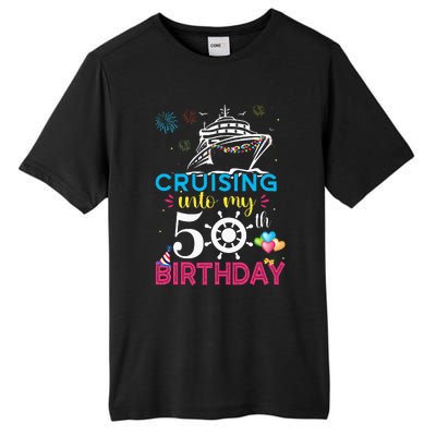 Cruising Into My 50th Birthday Cruise Party Cruise Crew Tall Fusion ChromaSoft Performance T-Shirt