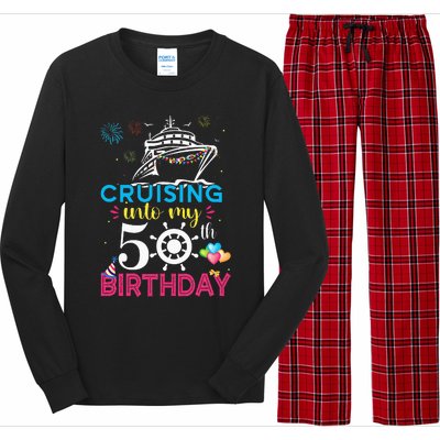 Cruising Into My 50th Birthday Cruise Party Cruise Crew Long Sleeve Pajama Set