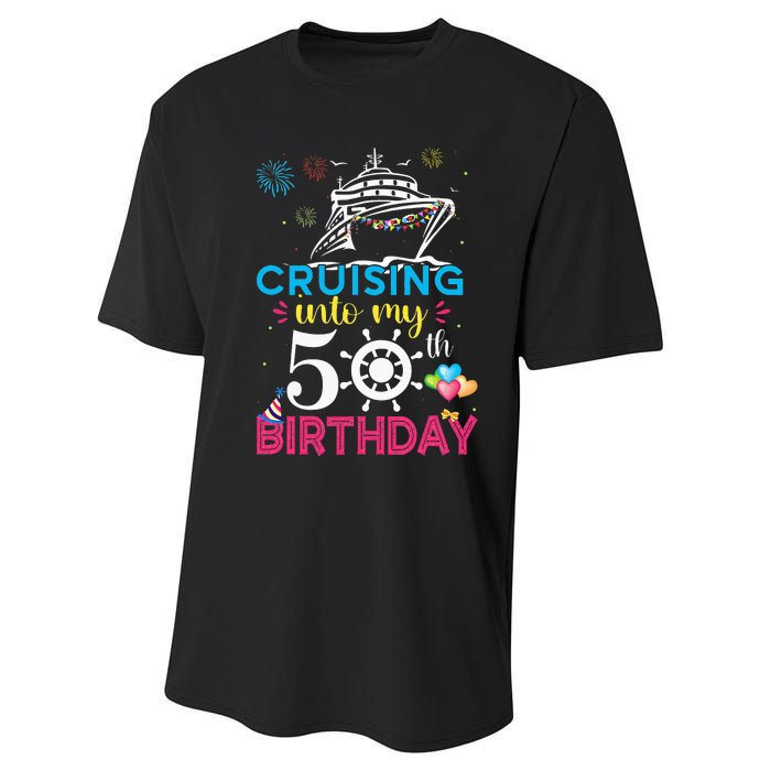 Cruising Into My 50th Birthday Cruise Party Cruise Crew Performance Sprint T-Shirt