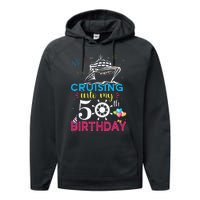 Cruising Into My 50th Birthday Cruise Party Performance Fleece Hoodie