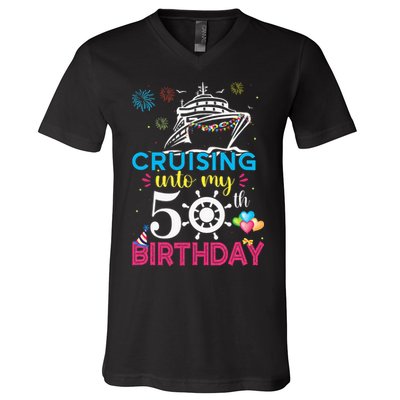 Cruising Into My 50th Birthday Cruise Party V-Neck T-Shirt