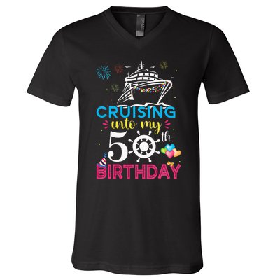 Cruising Into My 50th Birthday Cruise Party V-Neck T-Shirt