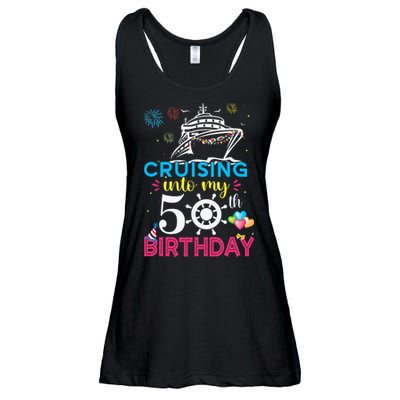 Cruising Into My 50th Birthday Cruise Party Ladies Essential Flowy Tank