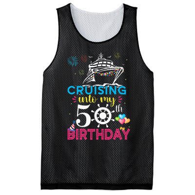 Cruising Into My 50th Birthday Cruise Party Mesh Reversible Basketball Jersey Tank