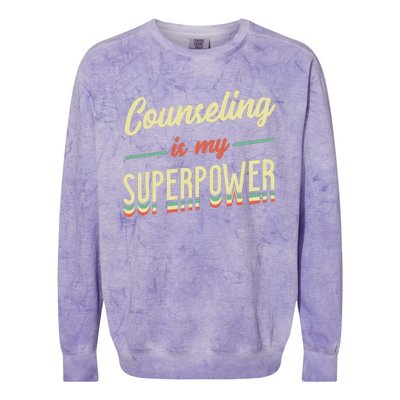 Counseling Is My Superpower School Counselor Colorblast Crewneck Sweatshirt