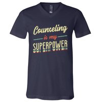 Counseling Is My Superpower School Counselor V-Neck T-Shirt