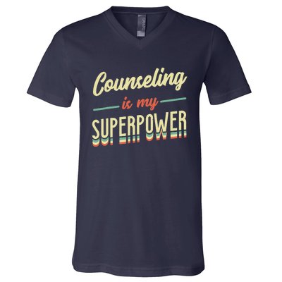 Counseling Is My Superpower School Counselor V-Neck T-Shirt