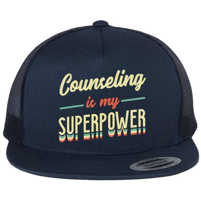 Counseling Is My Superpower School Counselor Flat Bill Trucker Hat